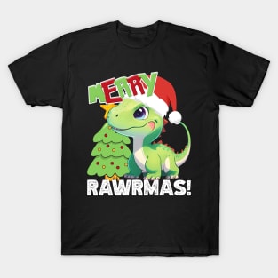 Merry Rawrmas Christmas Dinosaur Cute Great Kids Boys Girls T-Shirt